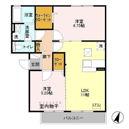ハイライズ(2LDK/1階)の間取り写真