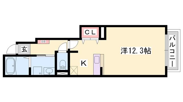 ソレアード(ワンルーム/1階)の間取り写真