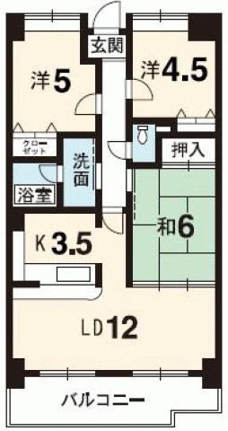 グランヴィア常三島西館(3LDK/7階)の間取り写真
