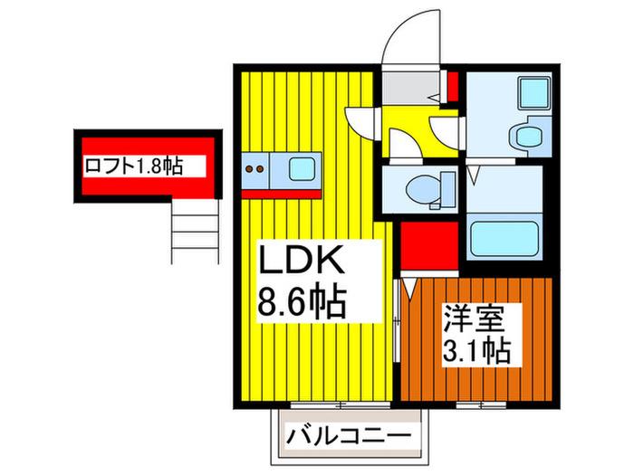 SAZAN-CASTLE(1LDK/3階)の間取り写真