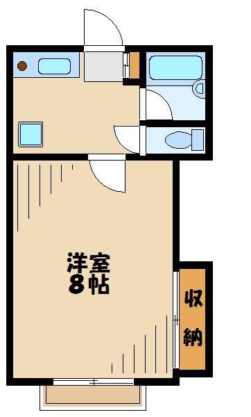ヤングリーヴス(1K/2階)の間取り写真
