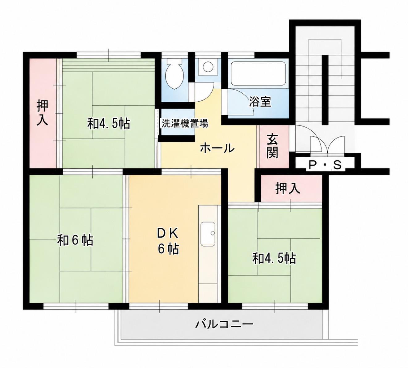 狭山3号棟 2階(3DK/2階)の間取り写真