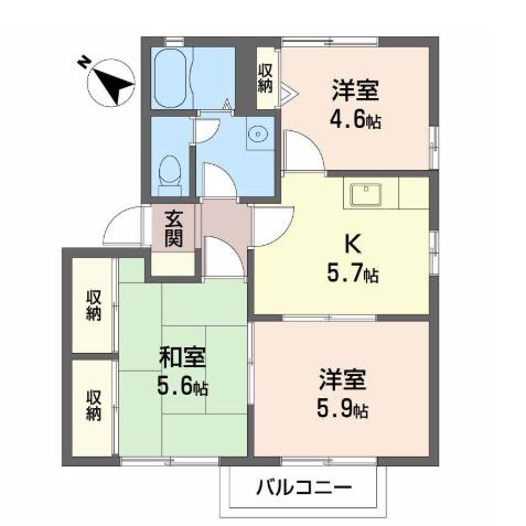 アネックス忠岡(3K/2階)の間取り写真