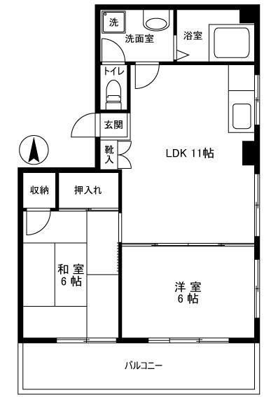 バルミー三ノ輪(2LDK/5階)の間取り写真