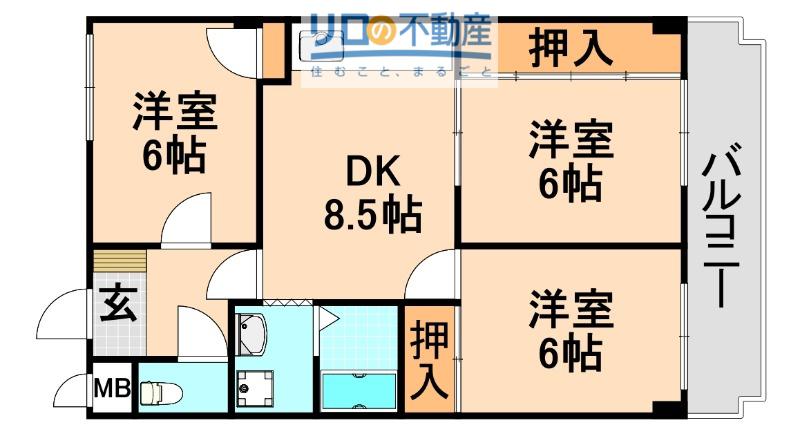 瑞ヶ丘ハイツ(3LDK/1階)の間取り写真