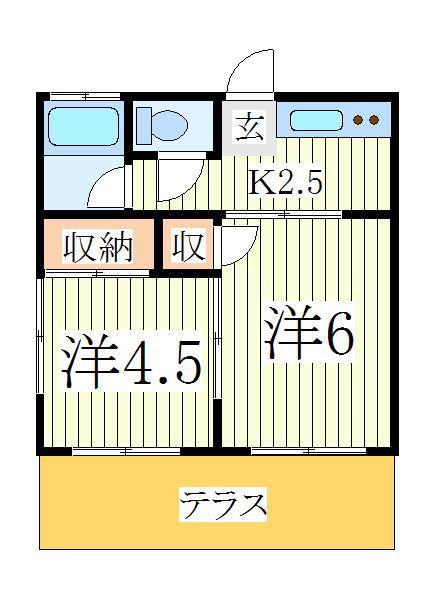 メゾン船戸(2K/1階)の間取り写真