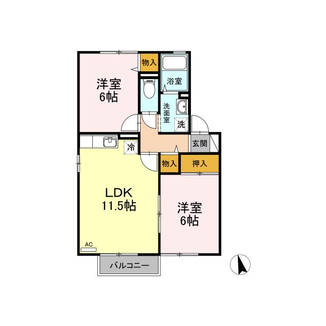 D-ROOM グランシャリオ(2LDK/1階)の間取り写真