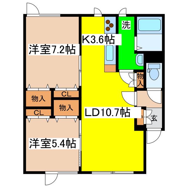 ストリーム光和(2LDK/1階)の間取り写真