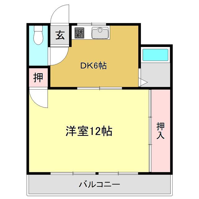 ディーエム潮江(1DK/4階)の間取り写真