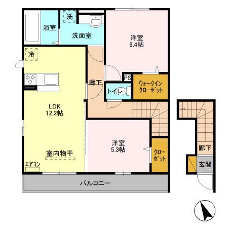 未来樹 壱号棟壱(2LDK/2階)の間取り写真