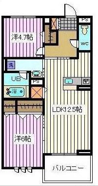 アン ロシェ(2LDK/2階)の間取り写真