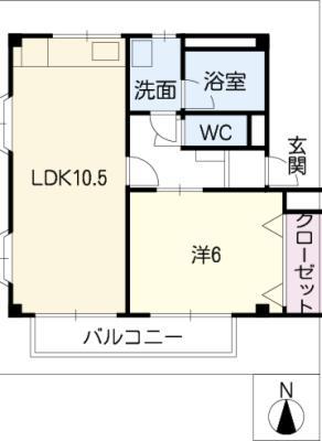 ヴィーブル青山(1LDK/2階)の間取り写真