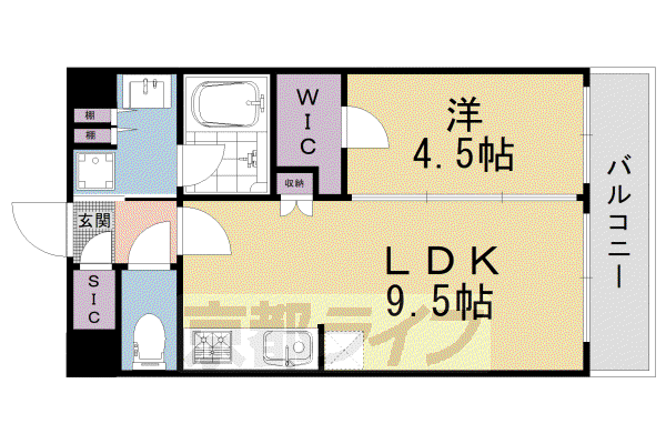 プレサンスロジェ京都西大路(1LDK/6階)の間取り写真