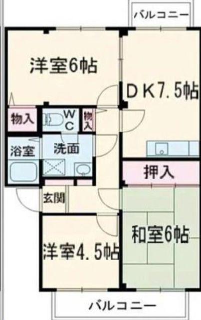 ヴィラ上砂(3DK/3階)の間取り写真