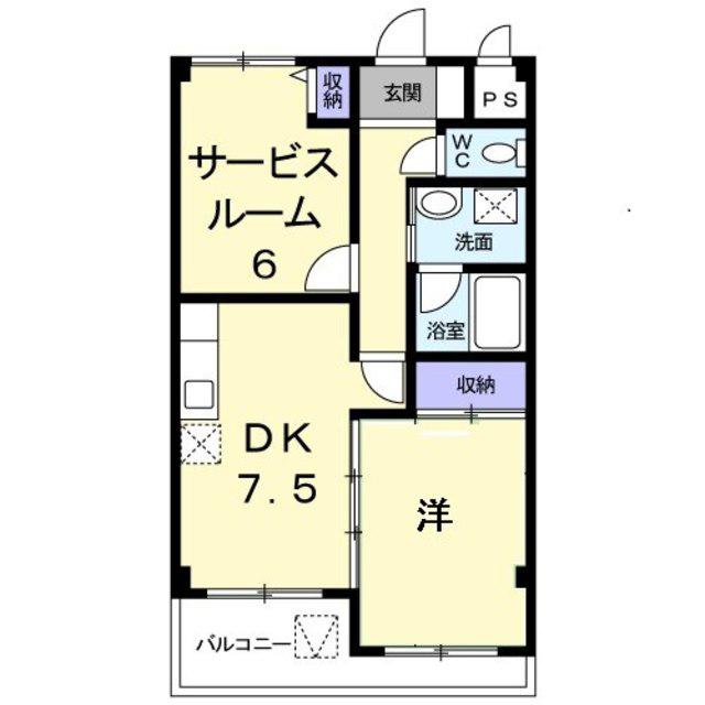 ヒルサイドビュー(2DK/3階)の間取り写真