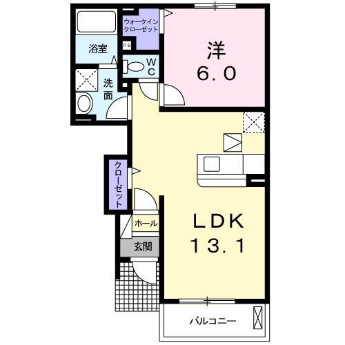 メゾンプロムナードD(1LDK/1階)の間取り写真