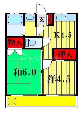 Dハウス(2DK/1階)の間取り写真