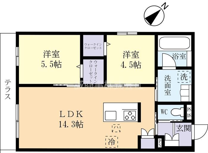 コートルクス流星台(2LDK/1階)の間取り写真