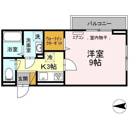 ベルフルール(1K/2階)の間取り写真