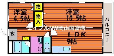 シティハイツ清水(2LDK/6階)の間取り写真