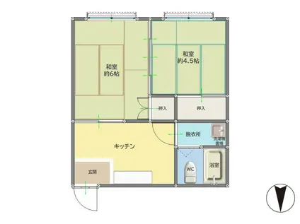 黒岩コーポ(2K/2階)の間取り写真