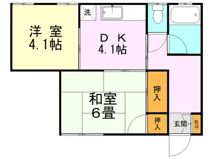 中尾ハイツ(2DK/2階)の間取り写真