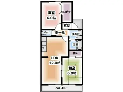 LUMIUS HIGASHIMURA B棟(2LDK/2階)の間取り写真