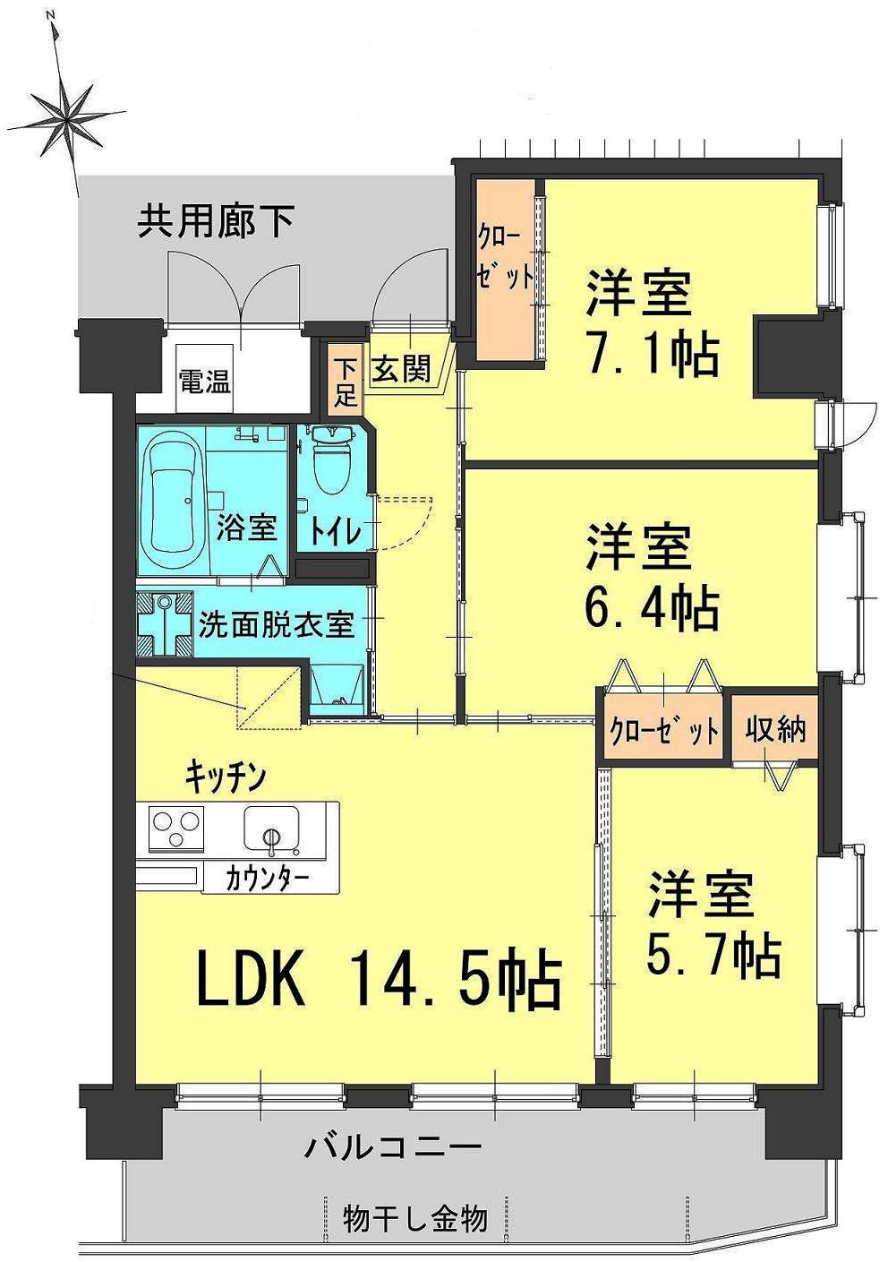 福富グリーンマンション(3LDK/4階)の間取り写真