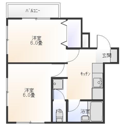 マンションセラヴィ(2K/3階)の間取り写真