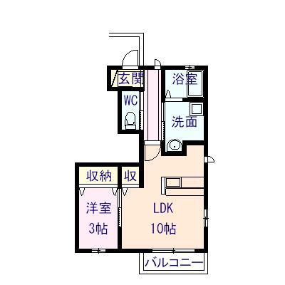 サンフォレスト D棟(1LDK/1階)の間取り写真