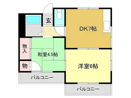 ハイツサンルート(2DK/3階)の間取り写真