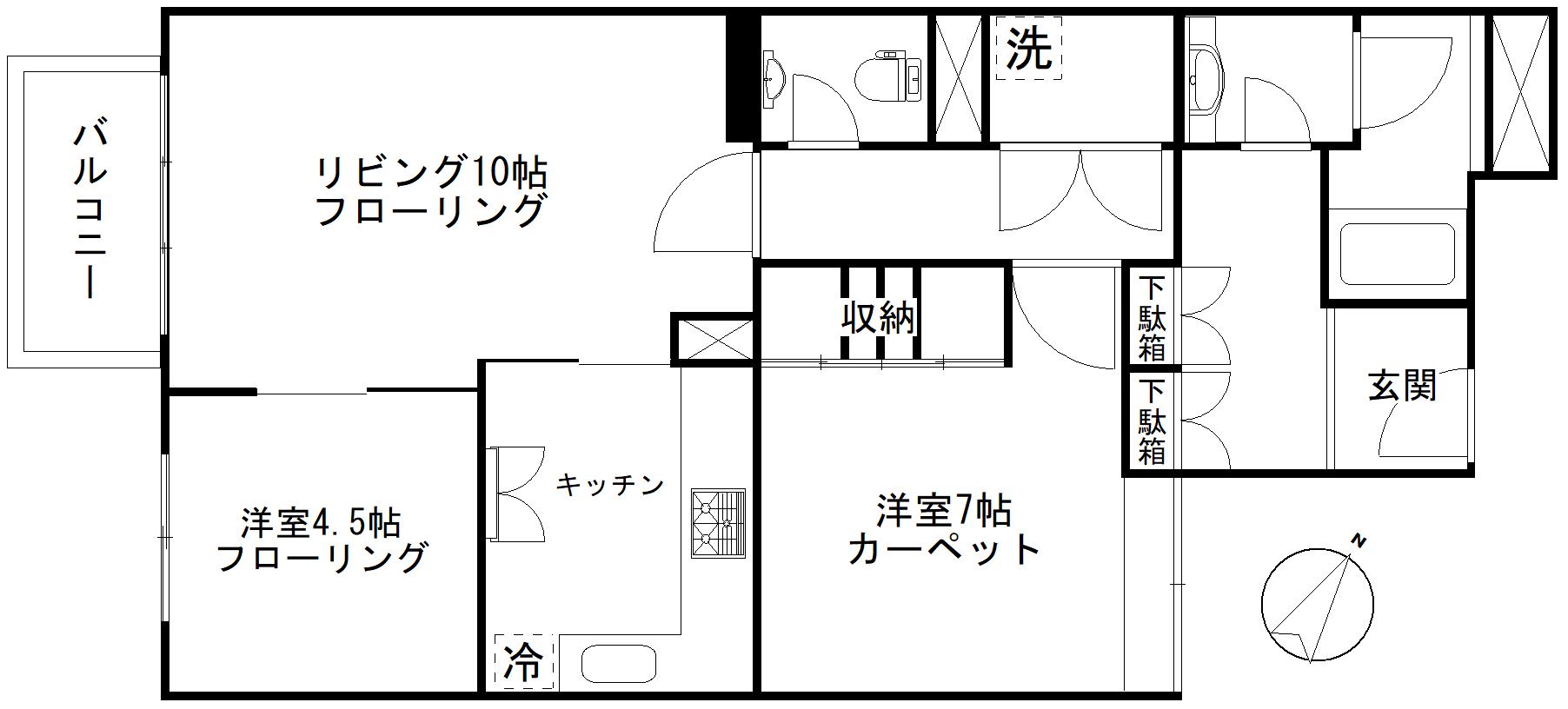 ユーロハイツ参宮橋(2LDK/1階)の間取り写真