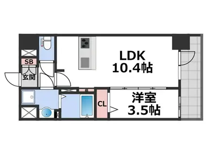S-RESIDENCE堺筋本町DEUX(1K/2階)の間取り写真