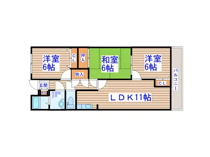 レジデンス手倉田II(3LDK/1階)の間取り写真