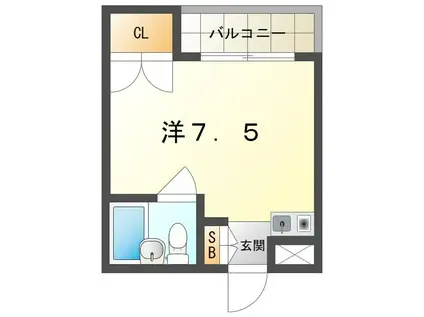 プレアール上神田(ワンルーム/1階)の間取り写真