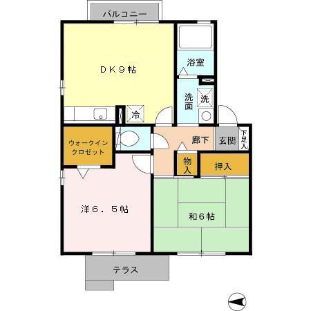 エトワールコート A棟(2LDK/1階)の間取り写真
