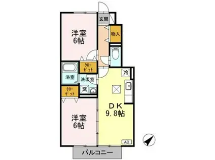 グリーンコート(2DK/1階)の間取り写真