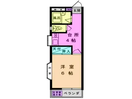 クレインヒル小金井(1K/1階)の間取り写真