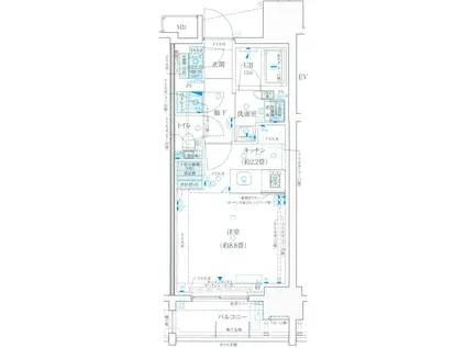 イニシア新宿早稲田(1K/7階)の間取り写真