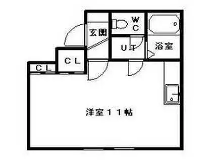 恵比寿第3ハイツ(ワンルーム/2階)の間取り写真