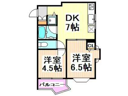 マインド和亜(2DK/4階)の間取り写真