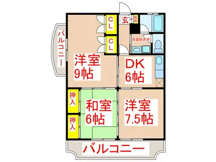 グリーンハイツソムタ(3DK/4階)の間取り写真