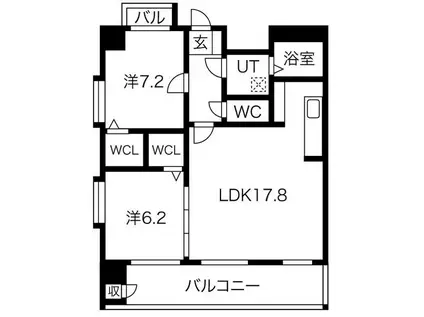 プロビデンス葵タワー(2LDK/13階)の間取り写真