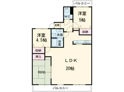 エスポアクレメント光ヶ丘壱番館(3LDK/2階)の間取り写真