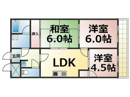 カーサ・ソレステ(3LDK/3階)の間取り写真