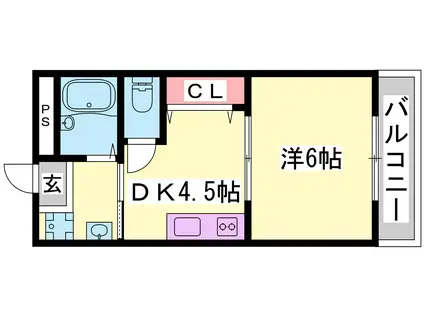 サンハイツ多井田D(1DK/3階)の間取り写真
