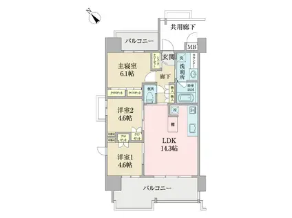 LINO高宮(3LDK/5階)の間取り写真