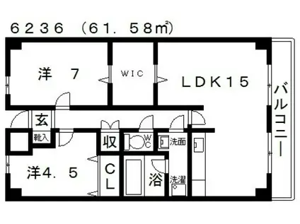 ハイグレード高井田(2LDK/1階)の間取り写真
