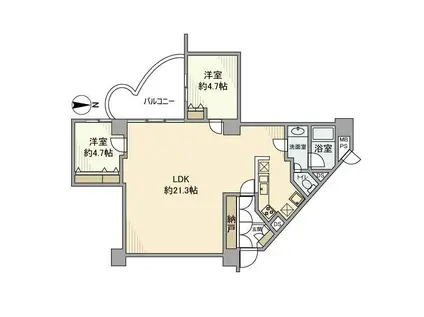 三田ハウス(2LDK/10階)の間取り写真