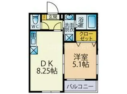 LA・ROOM(1LDK/3階)の間取り写真